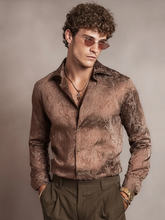 Men's casual silk plant pattern shirt